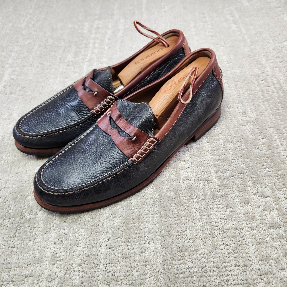 Johnston & Murphy Mens 9.5 M Two Tone Pebbled Leather Penny Loafers 20-2457